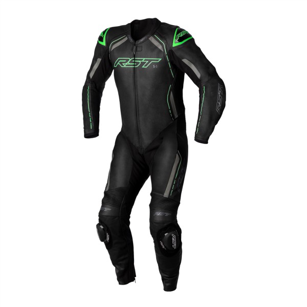 RST RST S1 CE Mens Leather Suit Black/Neon Green 46